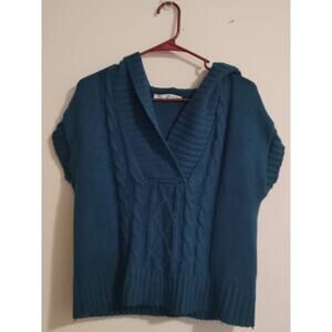 Maurice's Womens Aqua Blue Shore Sleeve Knit Hoodie Sweater Size XL